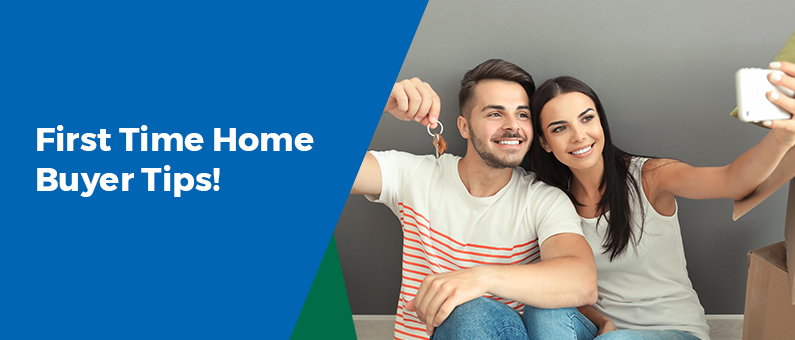 First Time Home Buyer Tips - Young couple holding keys taking a selfie